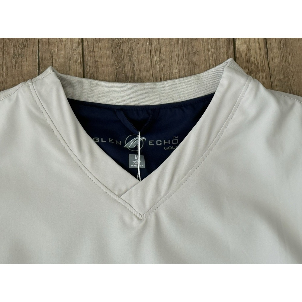 NWT Glen Echo Golf Pullover Vest Cream/Beige Size M Pockets Lined Wind-Resistant - Picture 2 of 14